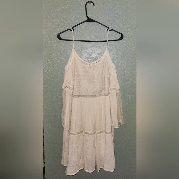 princess polly baby blue dress Bohme boho floral paisley babydoll mini tunic dress flowy tan Y2K sz s